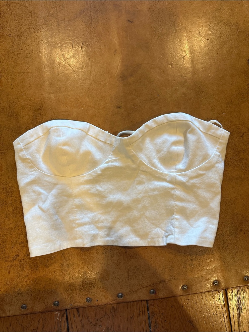 Zara White Structured Corset Going Out Crop Top